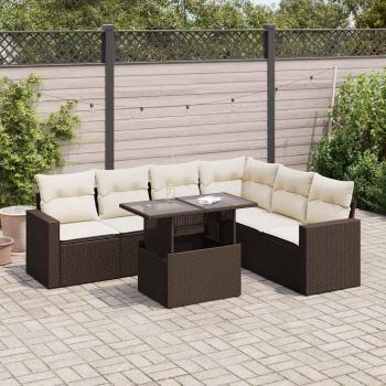 ARDEBO.de - 7-tlg. Garten-Sofagarnitur mit Kissen Braun Poly Rattan