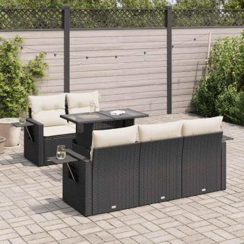 ARDEBO.de - 6-tlg. Garten-Sofagarnitur mit Kissen Schwarz Poly Rattan