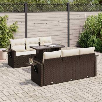 ARDEBO.de - 7-tlg. Garten-Sofagarnitur mit Kissen Braun Poly Rattan
