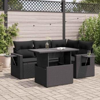 ARDEBO.de - 5-tlg. Garten-Sofagarnitur mit Kissen Schwarz Poly Rattan