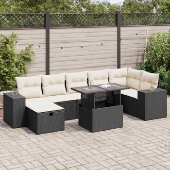 ARDEBO.de - 5-tlg. Garten-Sofagarnitur mit Kissen Schwarz Poly Rattan