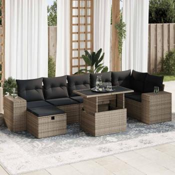 ARDEBO.de - 5-tlg. Garten-Sofagarnitur mit Kissen Grau Poly Rattan