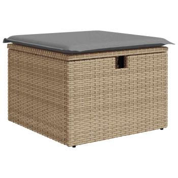 ARDEBO.de - 9-tlg. Garten-Sofagarnitur mit Kissen Beige Poly Rattan Akazie