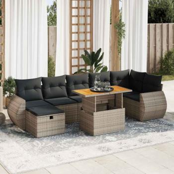 ARDEBO.de - 5-tlg. Garten-Sofagarnitur mit Kissen Grau Poly Rattan Akazie