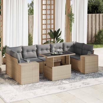 ARDEBO.de - 8-tlg. Garten-Sofagarnitur mit Kissen Beige Poly Rattan