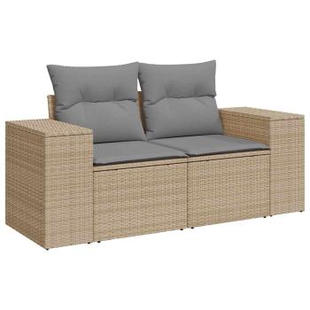 ARDEBO.de - 11-tlg. Garten-Sofagarnitur mit Kissen Beige Poly Rattan