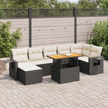 ARDEBO.de - 8-tlg. Garten-Sofagarnitur mit Kissen Schwarz Poly Rattan