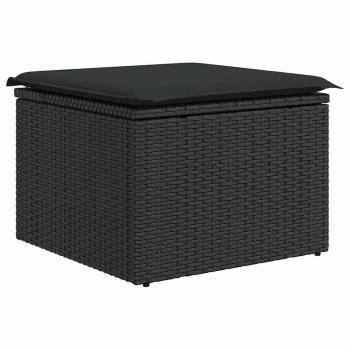 9-tlg. Garten-Sofagarnitur mit Kissen Schwarz Poly Rattan