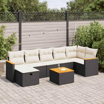 ARDEBO.de - 8-tlg. Garten-Sofagarnitur mit Kissen Schwarz Poly Rattan