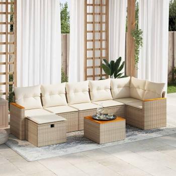 ARDEBO.de - 8-tlg. Garten-Sofagarnitur mit Kissen Beige Poly Rattan