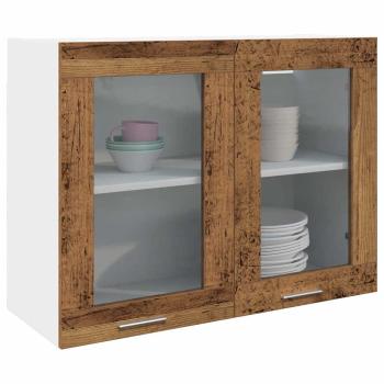 ARDEBO.de - Hängeglasschrank Altholz-Optik 80x31x60 cm Holzwerkstoff