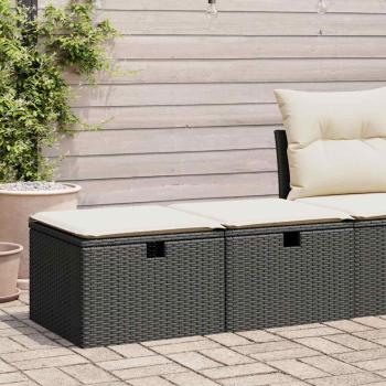 ARDEBO.de - 2-tlg. Garten-Sofagarnitur mit Kissen Schwarz Poly Rattan