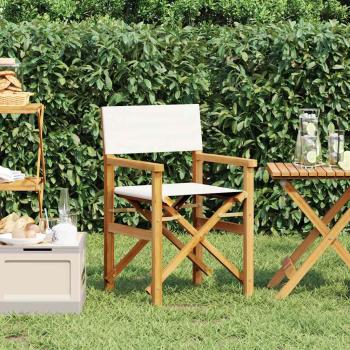ARDEBO.de - Regiestuhl Klappbar Creme Massivholz Teak