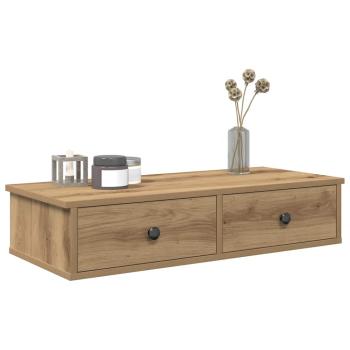 ARDEBO.de - Wandregal mit Schubladen Artisan-Eiche 80x31x17cm Holzwerkstoff