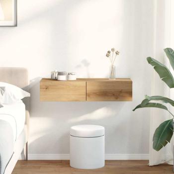 ARDEBO.de - Wandregal mit Schubladen Artisan-Eiche 80x33x17cm Holzwerkstoff