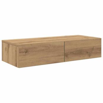 ARDEBO.de - Wandregal mit Schubladen Artisan-Eiche 80x33x17cm Holzwerkstoff