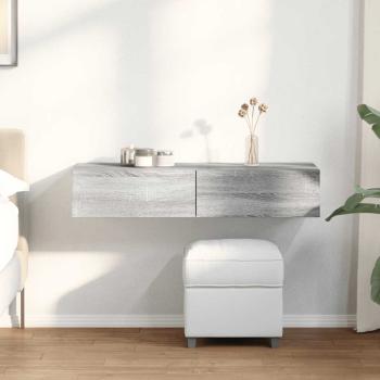 ARDEBO.de - Wandregal mit Schubladen Grau Sonoma 100x36x19 cm Holzwerkstoff