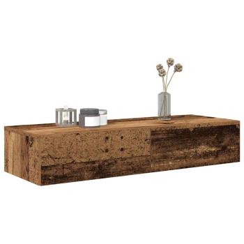 ARDEBO.de - Wandregal mit Schubladen Altholz-Optik 100x36x19 cm