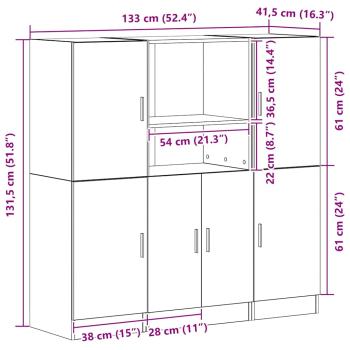 3-tlg. Küchenschrank-Set Weiß Holzwerkstoff