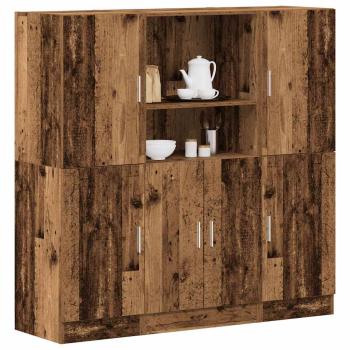 ARDEBO.de - 3-tlg. Küchenschrank-Set Altholz-Optik Holzwerkstoff