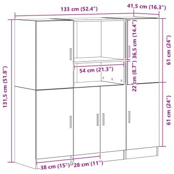 3-tlg. Küchenschrank-Set Altholz-Optik Holzwerkstoff