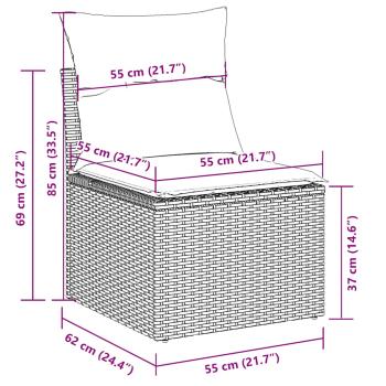 6-tlg. Garten-Sofagarnitur mit Kissen Schwarz Poly Rattan