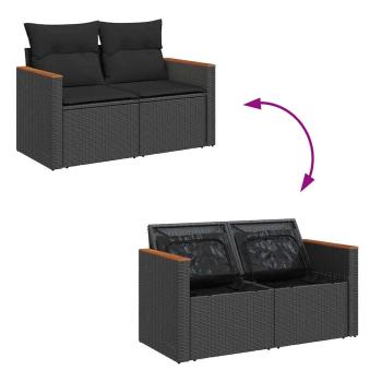 ARDEBO.de - 6-tlg. Garten-Sofagarnitur mit Kissen Schwarz Poly Rattan