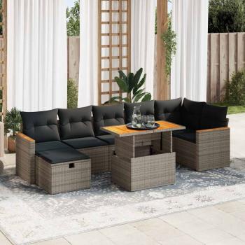 ARDEBO.de - 5-tlg. Garten-Sofagarnitur mit Kissen Grau Poly Rattan