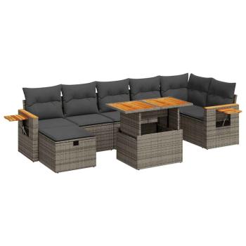 ARDEBO.de - 5-tlg. Garten-Sofagarnitur mit Kissen Grau Poly Rattan