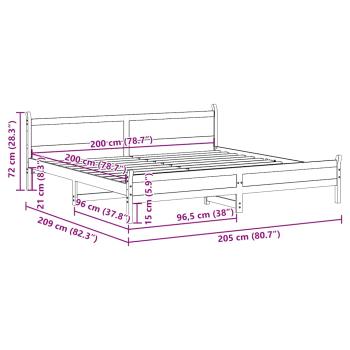 Massivholzbett ohne Matratze Weiß 200x200 cm Kiefernholz