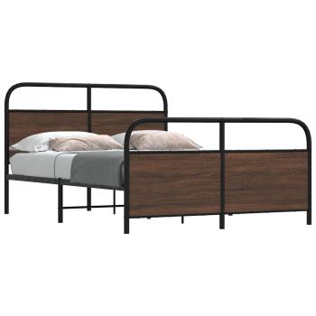 ARDEBO.de - Metallbett ohne Matratze Braun Eichen-Optik 140x200 cm