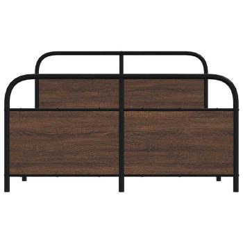 Metallbett ohne Matratze Braun Eichen-Optik 140x200 cm