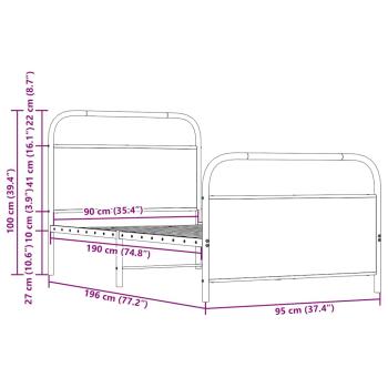 Bettgestell ohne Matratze 90x190 cm Sonoma-Eiche Holzwerkstoff