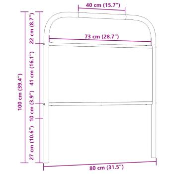 Kopfteil Räuchereiche 75 cm Stahl und Holzwerkstoff