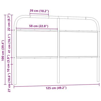 Kopfteil Räuchereiche 120 cm Stahl und Holzwerkstoff