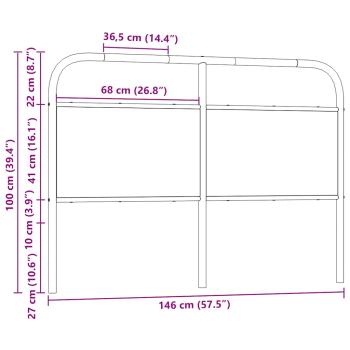 Kopfteil Räuchereiche 140 cm Stahl und Holzwerkstoff