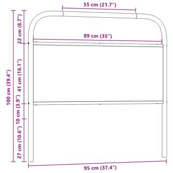 Kopfteil Räuchereiche 90 cm Stahl und Holzwerkstoff