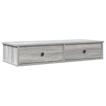 ARDEBO.de - Wandregal mit Schubladen Grau Sonoma 100x37,5x19 cm