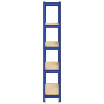 Lagerregal mit 5 Böden Blau Stahl & Holzwerkstoff