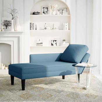 Chaiselongue mit Kissen und Rechter Armlehne Blau Samt