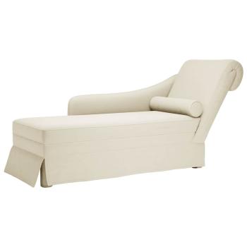ARDEBO.de - Chaiselongue mit Nackenrolle und Rechter Armlehne Creme Samt