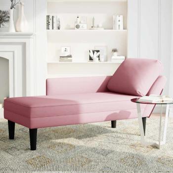 Chaiselongue mit Kissen und Rechter Armlehne Rosa Samt