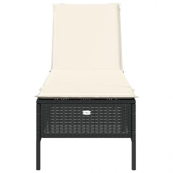 Sonnenliege mit Auflage Schwarz Poly-Rattan
