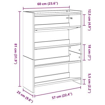 Schuhregal Räuchereiche 80x25x61,5 cm Holzwerkstoff