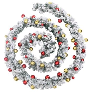ARDEBO.de - Weihnachtsgirlande mit Kugeln und LED-Leuchten Grün 5 m PVC