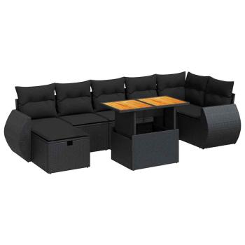 ARDEBO.de - 5tlg. Garten-Sofagarnitur mit Kissen Schwarz Poly Rattan Akazie