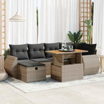 ARDEBO.de - 8-tlg. Garten-Sofagarnitur mit Kissen Grau Poly Rattan Akazie
