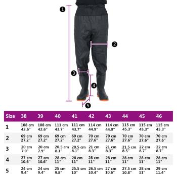 Hüftwathose mit Stiefeln Schwarz Größe 45