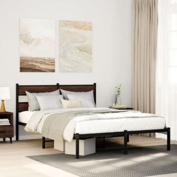 ARDEBO.de - Bettgestell ohne Matratze mit Kopfteil Braun Eiche 160x200 cm