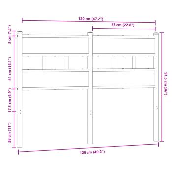 Kopfteil Braun Eichen-Optik 120 cm Stahl und Holzwerkstoff